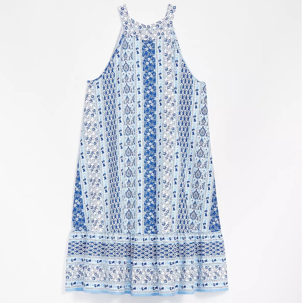 NEW Loft Plus Paisley Tiered Halter Swing Dress Sleeveless Peasant Prairie 20/22